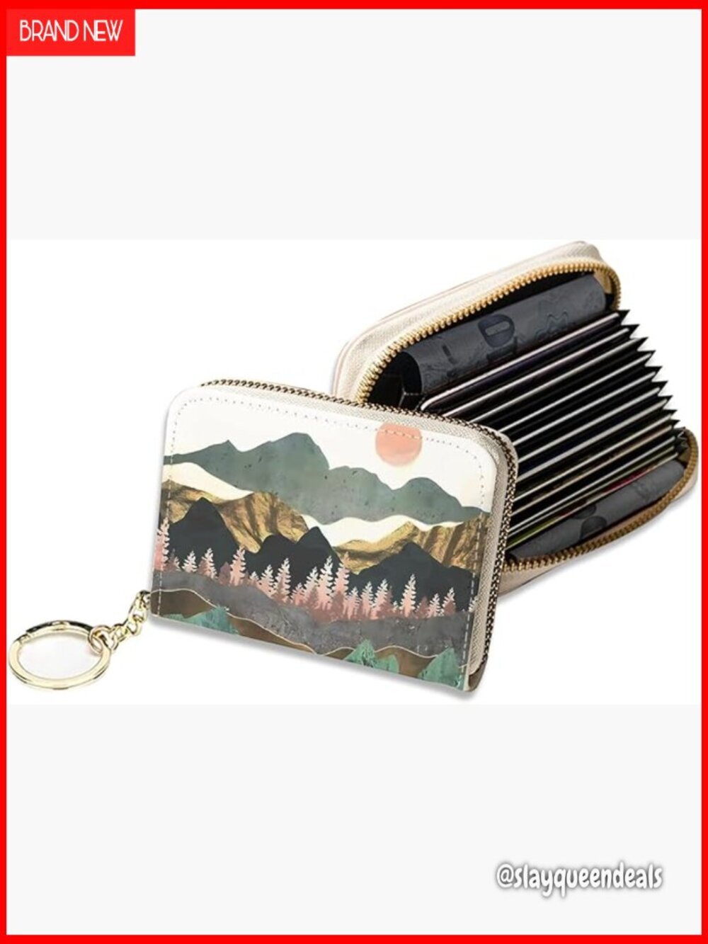 Slim RFID Blocking Leather Wallet with 12 Card Slots Zipper Closure